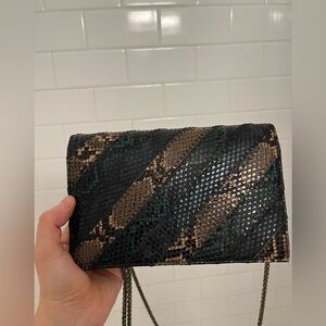 ZARA Croc print crossbody bag with metallic chain, never used​​​​